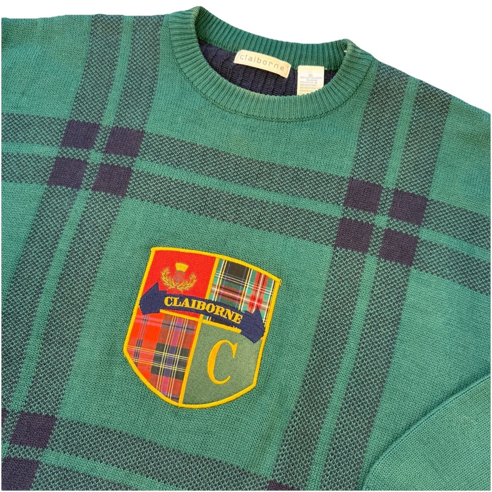 Vintage Claiborne Embroidered Sweater Men's ‎ Green Size XL 90's Retro Y2K